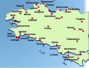 Centre Missionnaire Carhaix - carte 4 - Principaux lieux de culte protestants aujourd'hui